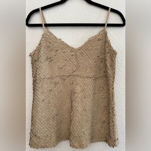 Lafayette 148 New York Eva Suede Paillettes Bias Tank in Sahara Size M